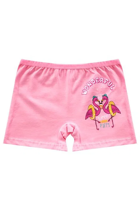 %100 Pamuk Renkli Boxer Kız Çocuk Külot Öts 8235 - Pembe